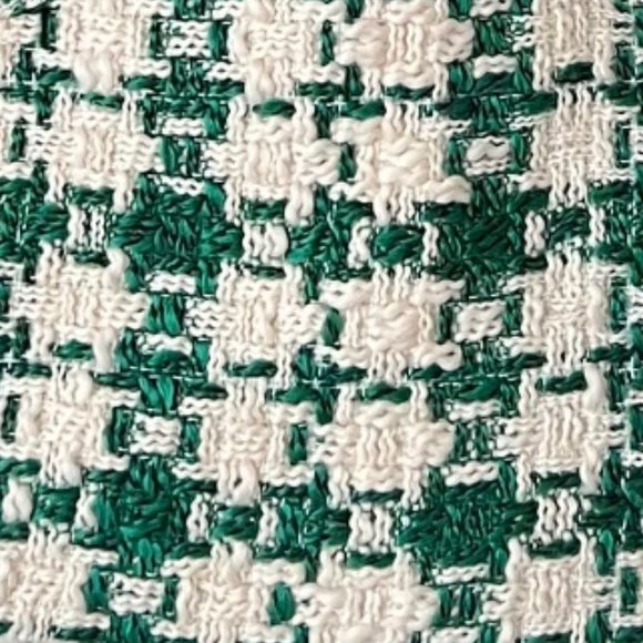NEW Zara Tweed Green Cream Bejeweled Houndstooth Mini Skirt- Size S - Picture 10 of 14